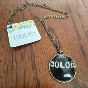 COLOR Vintage Wallpaper Art Necklace Assemblage Jewelry Handmade Glass